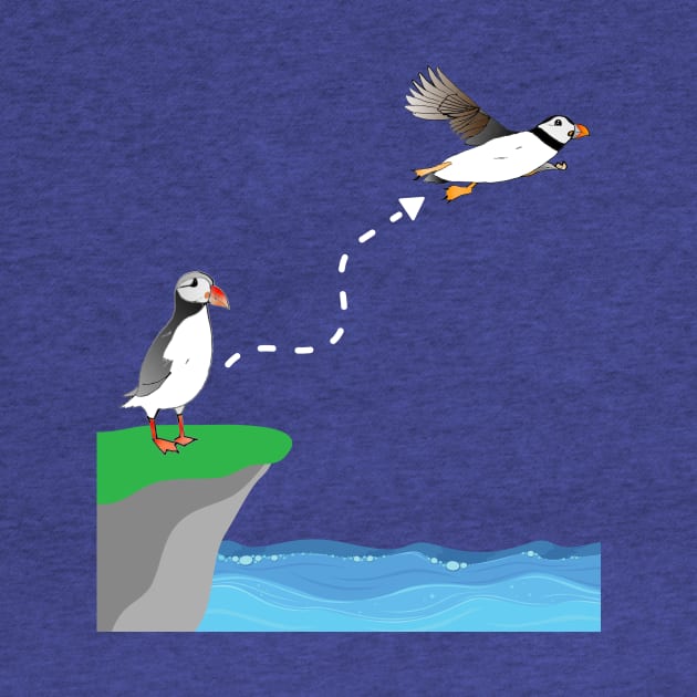 Cute Atlantic puffin on sea cliff puffin lover flying puffin by Artstastic